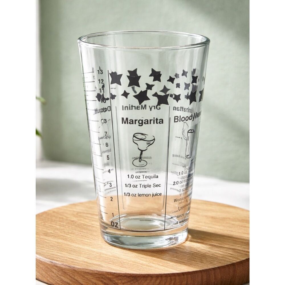 VINTAGE Federal Cocktail Drink Recipe Glass with 5 Recipes Black Print - 6” tall